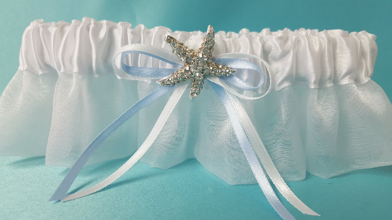 Organza Garter with Crystal Starfish